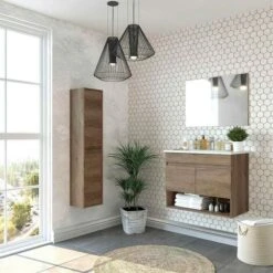 Colonna Bagno Sospesa H. 140 Cm 2 Ante Serie Oasi Rovere In Kit Di Montaggio -Villeroyit Negozio 53076544 5