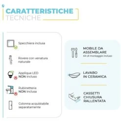 Mobiletto Bagno A Terra 80 Cm 3 Cassetti Serie Oasi Rovere Con Specchio E Lavabo -Villeroyit Negozio 53076549 5