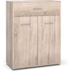 COSTWAY Armadio Del Bagno, Armadio Con 2 Ante Cassetto Grande E Ripiano Regolabile, Con Piedini Antiscivolo, Ideale Per Bagno Salone Camera Da Letto, 60 X 29 X 82 Cm (Quercia)