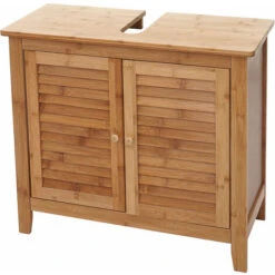 Nova Mobilie Sottolavabo Per Bagno Con 2 Ante In Legno Di Bambù Color Noce -Villeroyit Negozio 54080573 3