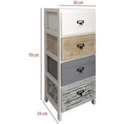 Rebecca Mobili Cassettiera 4 Cassetti Bianco Legno Beige Grigio Montato 79x30x24 -Villeroyit Negozio 54649215 3