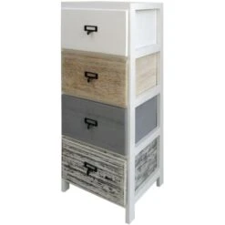 Rebecca Mobili Cassettiera 4 Cassetti Bianco Legno Beige Grigio Montato 79x30x24 -Villeroyit Negozio 54649215 4