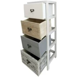 Rebecca Mobili Cassettiera 4 Cassetti Bianco Legno Beige Grigio Montato 79x30x24 -Villeroyit Negozio 54649215 5