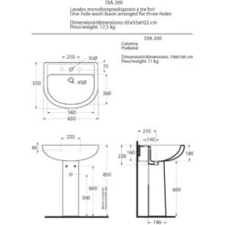 Azzurra - Lavabo Porcellana Bianco 65 Cm - Serie: Diana (Senza Colonna) -Villeroyit Negozio 55060662 3