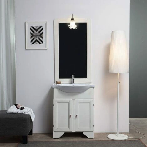 MOBILE DECAPE' BIANCO PER BAGNO CON LAVABO E LAMPADA 65 CM 4 MOBILE DECAPE' BIANCO PER BAGNO CON LAVABO E LAMPADA 65 CM - immagine 2