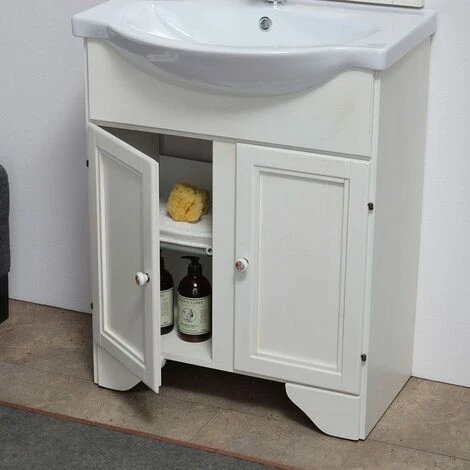 MOBILE DECAPE' BIANCO PER BAGNO CON LAVABO E LAMPADA 65 CM 6 MOBILE DECAPE' BIANCO PER BAGNO CON LAVABO E LAMPADA 65 CM - immagine 4