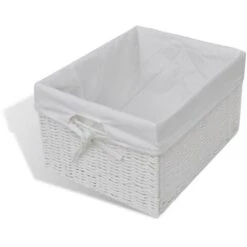 Nova Panca Con 3 Cesti Intrecciati 95x35x44 Cm In MDF Bianca -Villeroyit Negozio 56068466 5