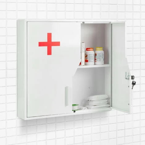 Relaxdays Armadietto Pronto Soccorso Per Medicinali, Cassetta Farmaci Con 5 Scomparti, HLP: 53x53x14,5 Cm, Bagno, Bianco 4 Relaxdays Armadietto Pronto Soccorso Per Medicinali, Cassetta Farmaci Con 5 Scomparti, HLP: 53x53x14,5 Cm, Bagno, Bianco - immagine 2