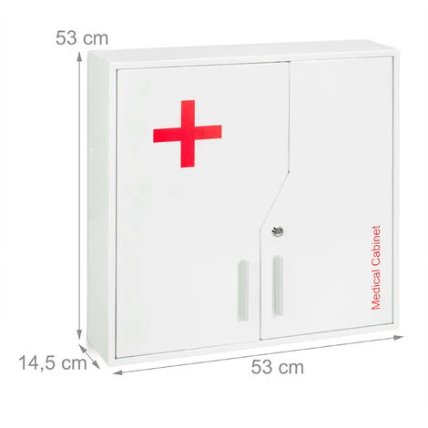 Relaxdays Armadietto Pronto Soccorso Per Medicinali, Cassetta Farmaci Con 5 Scomparti, HLP: 53x53x14,5 Cm, Bagno, Bianco 6 Relaxdays Armadietto Pronto Soccorso Per Medicinali, Cassetta Farmaci Con 5 Scomparti, HLP: 53x53x14,5 Cm, Bagno, Bianco - immagine 4