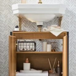 SoBuy Mobiletto Da Bagno Armadietto Sottolavabo Da Bagno Con 2 Ante A Terra In Legno BZR63-PF -Villeroyit Negozio 57678753 3