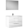 Mobile Sottolavabo, Mobiletto Per Bagno Sospeso, Armadio A 2 Cassetti E Specchio, Cm 80x45h57, Bianco Lucido -Villeroyit Negozio 58336936 1