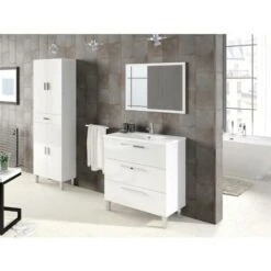 Armadio Multiuso, Mobile Per Bagno O Lavanderia A 4 Ante E 1 Cassetto, Armadio Multiuso Portascarpe, Cm 60x29h182, Bianco Lucido -Villeroyit Negozio 58337197 4