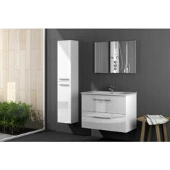 Colonna Bagno, Mobile A Colonna Per Bagno A 2 Ante, Armadio Pensile Sospeso Con 2 Ripiani, Cm 30x25h150, Bianco Lucido -Villeroyit Negozio 58337501 4