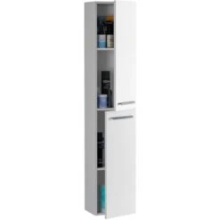 Colonna Bagno, Mobile A Colonna Per Bagno A 2 Ante, Armadio Pensile Sospeso Con 2 Ripiani, Cm 30x25h150, Bianco Lucido -Villeroyit Negozio 58337501 5