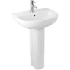 Lavabo Con Colonna 55 Cm In Ceramica Bianco Lucido Salvaspazio Monoforo -Villeroyit Negozio 59807071 1