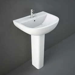 Lavabo Con Colonna 55 Cm In Ceramica Bianco Lucido Salvaspazio Monoforo -Villeroyit Negozio 59807071 5