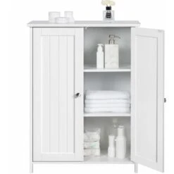 Yaheetech Mobile Da Terra Armadietto Bagno Autoportante Mobiletto Armadio 60 X 30 X 80 Cm Bianco