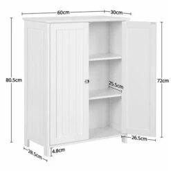 Yaheetech Mobile Da Terra Armadietto Bagno Autoportante Mobiletto Armadio 60 X 30 X 80 Cm Bianco -Villeroyit Negozio 60190802 3