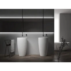 Lavabo Freestanding TWZ316 Di Pietra Solida (Solid Stone) - 50 X 50 X 90 Cm - Colore A Scelta Bianco Opaco