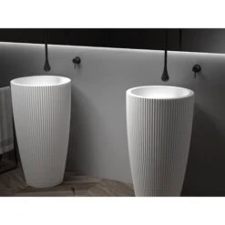 Lavabo Freestanding TWZ316 Di Pietra Solida (Solid Stone) - 50 X 50 X 90 Cm - Colore A Scelta Bianco Opaco -Villeroyit Negozio 60737162 5