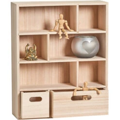 Scaffale Mobiletto In Legno Con 2 Cassetti