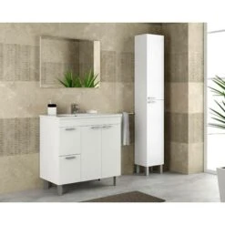 Dmora Colonna Bagno Hollywood, Mobile A Colonna Per Bagno A 2 Ante, Armadio Pensile Sospeso Con 2 Ripiani, Cm 30x25h182, Bianco Lucido -Villeroyit Negozio 63754172 5