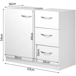 Mobile Mobiletto Armadietto Bagno Lavandino Lavabo Cassetti E Ante Legno Bianco -Villeroyit Negozio 66360850 3