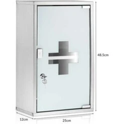 Armadietto Armadio Porta Medicinali Acciaio Inox Vetro Satinato 49 X25 X 12 Cm -Villeroyit Negozio 66360875 5