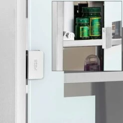 Armadietto Armadio Porta Medicinali Acciaio Inox Vetro Satinato 65,5x36x17 Cm -Villeroyit Negozio 66360892 3