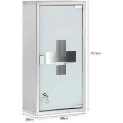 Armadietto Armadio Porta Medicinali Acciaio Inox Vetro Satinato 65,5x36x17 Cm -Villeroyit Negozio 66360892 4