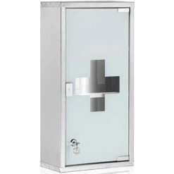 Armadietto Armadio Porta Medicinali Acciaio Inox Vetro Satinato 65,5x36x17 Cm -Villeroyit Negozio 66360892 5