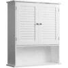 Mobile Mobiletto Armadietto Bagno Portaoggetti Con 2 Ante Legno Bianco 60x20x70