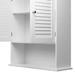 Mobile Mobiletto Armadietto Bagno Portaoggetti Con 2 Ante Legno Bianco 60x20x70 -Villeroyit Negozio 66360923 4