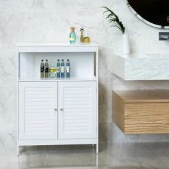 Mobiletto Mobile Armadietto Bagno 2 Ante Arredamento MDF Dimensioni 60x30x80 Cm -Villeroyit Negozio 66360925 5