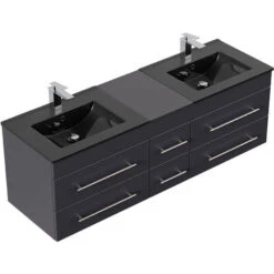 Mobile Bagno Aion XL Lavabo Nero Antracite Satinato