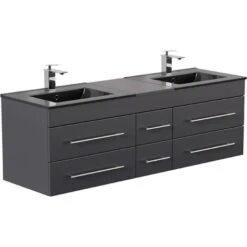 Mobile Bagno Aion XL Lavabo Nero Antracite Satinato -Villeroyit Negozio 66409845 3