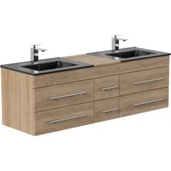 Mobile Bagno Aion XL Lavabo Nero Rovere Chiaro -Villeroyit Negozio 66409856 3