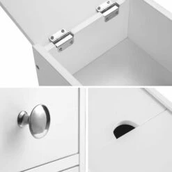 Mobiletto Salvaspazio Bagno Mobile In Legno MDF Bianco Con Cassetti 48x16x58cm -Villeroyit Negozio 66740548 4