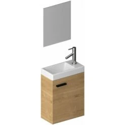Mobile De Bagno Effetto Legno Con Lavabo 41x50x22cm E Specchio - SMALLLY WOOD -Villeroyit Negozio 67511896 3