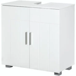 Kleankin Mobile Sotto Lavabo Bagno A U Con 2 Ante E Ripiano Interno Regolabile, 60x30x60cm