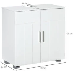 Kleankin Mobile Sotto Lavabo Bagno A U Con 2 Ante E Ripiano Interno Regolabile, 60x30x60cm -Villeroyit Negozio 67533435 3