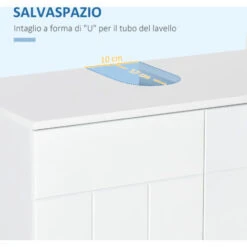 Kleankin Mobile Sotto Lavabo Bagno A U Con 2 Ante E Ripiano Interno Regolabile, 60x30x60cm -Villeroyit Negozio 67533435 4