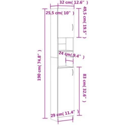 Armadietto Bagno Rovere Fumo 32x25,5x190 Cm Legno Multistrato VidaXL -Villeroyit Negozio 67547098 3