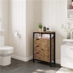 Yaheetech Mobile Da Bagno Armadietto Da Terra Mobiletto Con Cassetto Credenza Multiuso Scomparto Ripiano Marrone Rustico -Villeroyit Negozio 67946811 3