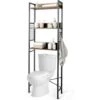 COSTWAY Scaffale Di Stoccaggio Per WC, Scaffale Salvaspazio A 3 Livelli Con 3 Ganci, Scaffale Multifunzionale Bagno Cucina Balcone, 60x24x172 Cm -Villeroyit Negozio 68605736 1
