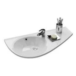 Ravak Lavabo Avocado Comfort 85x45cm, Stile Asimmetrico Salvaspazio, Orientamento Dritto, Con Foratura E Troppopieno XJ1P1100000