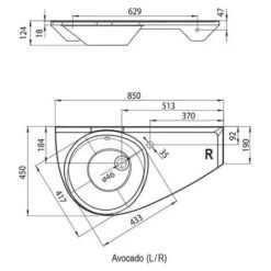 Ravak Lavabo Avocado Comfort 85x45cm, Stile Asimmetrico Salvaspazio, Orientamento Dritto, Con Foratura E Troppopieno XJ1P1100000 -Villeroyit Negozio 69647367 4