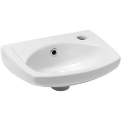 Siko Lavabo Con Foro Per Rubinetto A Destra, Troppopieno, 35x28 Cm, Bianco (EUR913)