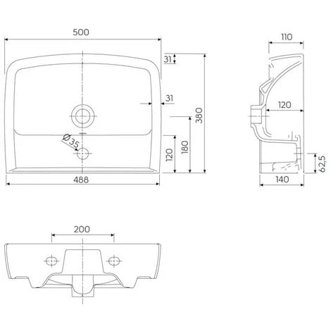 KOLO By Geberit Rekord, Lavabo Sospeso 50 X 38 Cm, Con Foratura E Troppopieno (K91952000) 5 KOLO By Geberit Rekord, Lavabo Sospeso 50 X 38 Cm, Con Foratura E Troppopieno (K91952000) - immagine 3