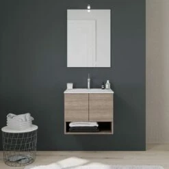 MOBILE BAGNO A PARETE 60 CM CON ANTE E LAVABO VENEZIA